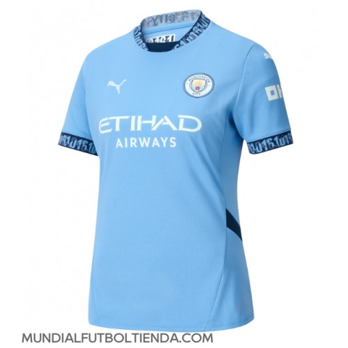 Camiseta Manchester City Primera Equipación Replica 2024-25 para mujer mangas cortas